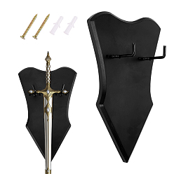Others Pine Wood & Iron Sword Katana Holder Stand, Bracket Samurai Sword Display Easels, Shield, 265x160x15mm