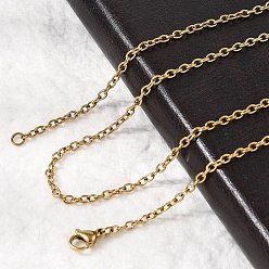 Золотой 304 из нержавеющей стали кабель цепи ожерелья, с карабин-лобстерами , золотые, 23.5 дюйм (59.7 см), 3x2.3 мм