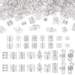 Серебро 170 шт. 17 стили железные накладки на волосы, Ужасная катушка, разнообразные, серебряные, 9~23x8~12 мм, внутренний диаметр: 7~10.5 мм, 10 шт / стиль