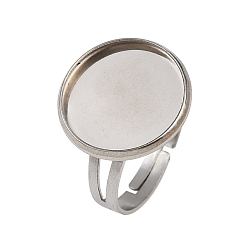 Нержавеющая Сталь Цвет 304 компоненты манжетного кольца из нержавеющей стали, настройки кольца чашки безеля, плоско-круглые, цвет нержавеющей стали, лоток : 16 мм, 14 мм внутренним диаметром, Кольцо: 17 mm