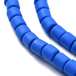 Blue Handmade Polymer Clay Bead Strands, Column, Blue, 6.5x6mm, Hole: 1.2mm, about 61pcs/strand, 15.75 inch(40cm)