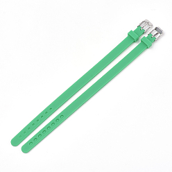 Green Silicone Watch Bands, with 201 Stainless Steel Clasps, Green, 8-7/8 inch(22.5~22.7cm), 10x3mm