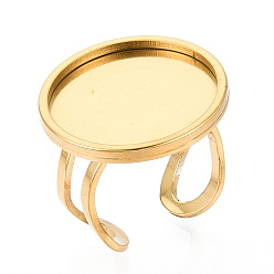 Золотой 304 кольца манжеты из нержавеющей стали, настройки плоских круглых колец, золотые, регулируемый, 23 мм, лоток : 20 мм