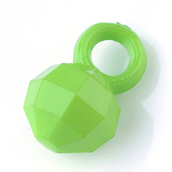 Lime Green Opaque Acrylic Pendants, Faceted Round, Lime Green, 13x8.5x8mm, Hole: 3.2mm, about 1400pcs/500g