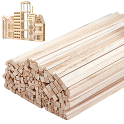 Antique White 240Pcs 6 Styles Square Wood Craft Sticks, Antique White, 250x2~8x2~8mm, 40pcs/style 