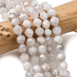 Сумасшедший Агат Природные сумасшедший агат бисер нитей, звезды вырезать круглые бусы, граненые, 5~6x5~6x5~6 мм, отверстие : 1~1.2 мм, около 64~68 шт / нитка, 14.80''~15.04'' (37.6~38.2 см)