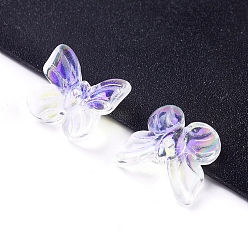 Прозрачный АВ Гальванические стеклянные бусины, с золотой фольгой, бабочка, ясно AB, 10x11x4 мм, отверстие : 1 мм