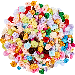 Mixed Color 300Pcs Polyester Ornament Accessories, Flower, Mixed Color, 10~20mm, 100pcs/style, 3 styles