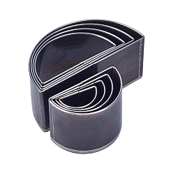 Нержавеющая Сталь Цвет Высекальный пресс для высечки из высокоуглеродистой стали, с пластиковой коробке, набор штампов для штамповки пресс-форм, для поделок из кожи своими руками, полукруглый, цвет нержавеющей стали, 8~25.5x16~50x23.5 мм, 8 шт / коробка