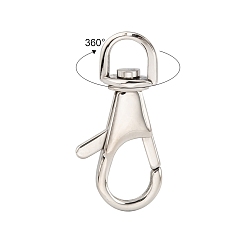 Stainless Steel Color Polished 316 Surgical Stainless Steel Large Lobster Claw Swivel Clasps, Swivel Snap Hooks, Stainless Steel Color, 35x17x4.5mm, Hole: 6x8mm