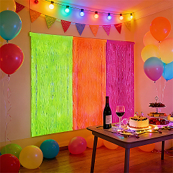 Mixed Color 3Pcs 3 Colors Plastic Foil Fringe Curtains, Wavy Tinsel Wall Backdrops, for Birthday Wedding Party Christmas Baby Shower Decorations, Mixed Color, 2000x1000x0.1mm, 1pc/color