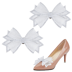 Белый Украшение для обуви бантом из ткани со стразами, зажимы для пряжки для обуви, белые, 70x108x10 мм