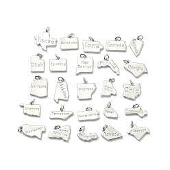 Платина Латунные подвески, прелести карты, долговечный, стойки покрытие, без свинца и без кадмия, платина, 10~19.5x11~21x2.5~3 мм, Перейти кольцо: 5x1 мм, 3 мм внутренним диаметром