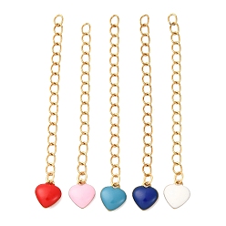 Сердце Ионное покрытие (ip) 304 удлинители цепи из нержавеющей стали, с 304 эмалированными подвесками из нержавеющей стали, сердце, 59 мм