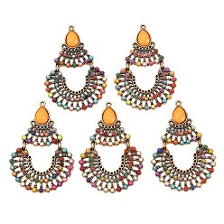 Античное Золото Подвески из акрилового сплава со стразами, очарование слезы, античное золото , пригодный для стразов 1 мм, 52.5x36x4 мм, отверстие : 1.6 мм