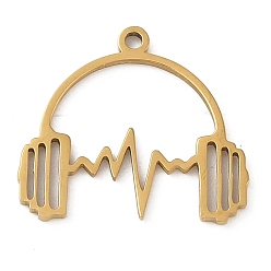 Золотой 5 шт. 201 подвески из нержавеющей стали, лазерная резка, шарм для наушников, золотые, 15.5x17x1 мм, отверстие : 1.2 мм