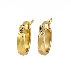 Золотой Вакуумное покрытие pvd 202 серьги-кольца из нержавеющей стали с канавками, с 304 штифтов из нержавеющей стали, кольцо, золотые, 15x3 мм