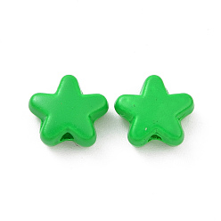 Lime Spray Painted Alloy Beads, Star, Lime, 7x8x3.5mm, Hole: 1~1.2mm