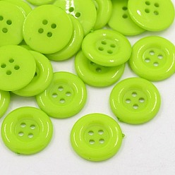 Mixed Color Acrylic Buttons, Plastic Sewing Buttons for Costume Design, 4-Hole, Dyed, Flat Round, Mixed Color, 18x2.5mm, Hole: 1mm