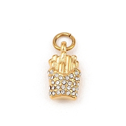 Золотой 304 подвески из нержавеющей стали Rhinstone, прелести картофеля фри, с целью перехода в кольце, золотые, 15.5x8.5x5.5 мм, отверстие : 4 мм