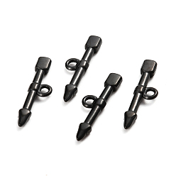 Electrophoresis Black 304 Детали застежек-карабинов из нержавеющей стали, покрытые ионным напылением (IP)., бар, стрелка, электрофорез черный, 23.5x6.5x2.5 мм, отверстие : 1.8 мм