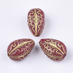 Бледно-фиолетовый Красный Покрытие акриловыми шариками, металла обвитые, слеза, бледно-фиолетовый красный, 18.5x11x11 мм, Отверстие : 2 мм , около 340 шт / 500 г