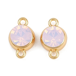 Лавандовый румянец Шармы-соединители из латуни с паве из кубического циркония, плоские круглые ссылки, реальный 18 k позолоченный, лавандовый румянец, 12.5x8x5 мм, отверстие : 1.4 мм