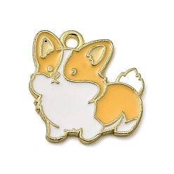 Собака Золотили эмали сплава подвески, прелести животных, собака, 19.5x19x1.5 мм, отверстие : 1.8 мм
