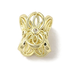 Настоящее золото 14K Латунные микропаве прозрачные кубики из циркония, долговечный, цветок, реальный 14 k позолоченный, 8.5x7.5x7 мм, отверстие : 3.5 мм