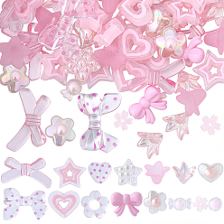 Pink 152шт акриловые бусины, разнообразные, розовые, 7.5~24x7.5~34x2~12 мм, отверстие : 1.2~3.5 мм