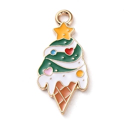 Ice Cream Подвески из эмали и сплава, рождественские темы амулеты, золотые, мороженое, 26.5x12x1.2 мм, отверстие : 2 мм