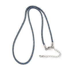 Стально-синий 2.5мм нейлоновый плетеный шнур для изготовления ожерелий, с латунными выводами и 304 застежками из лобстера из нержавеющей стали, долговечный, стойки покрытие, платина, стальной синий, 17.72 дюйм (45 см)