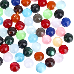 (52) Непрозрачная лаванда 120шт. прозрачные смоляные бусины, имитации кошачьего глаза , круглые, разноцветные, 8 мм, отверстие : 1.6 мм