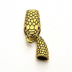 Античное Золото Тибетский стиль сплава крюк и змеиной головы застежками, без кадмия и без свинца, античное золото , застежки: 23x12x8.5 мм, отверстие : 8x3 мм, S-крюк: 19x19x9 мм, отверстие : 7 мм, о 100 комплектов / 1000 г