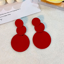 Темно-Красный 3-круглые серьги-гвоздики из сплава, золотые, темно-красный, 60x35 мм