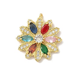 Настоящее золото 18K Латунные микро проложить кубического циркония подвески, , реальный 18 k позолоченный, 26x24.5x4.5 мм, отверстие : 1.2 мм