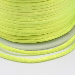Green Yellow Polyester Cord, Satin Rattail Cord, for Beading Jewelry Making, Chinese Knotting, Green Yellow, 2mm, about 100yards/roll