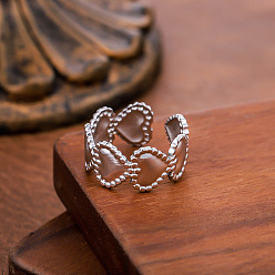 Нержавеющая Сталь Цвет 304 открытые кольца-манжеты из нержавеющей стали для женщин, сердце, цвет нержавеющей стали, внутренний диаметр: 15~20 мм