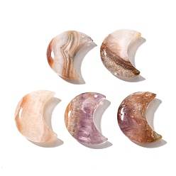 Луна Подвески из натурального аметиста и кружевного агата, вертикальное отверстие, луна, 30x23.5~24.5x8~8.5 мм, отверстие : 1.4 мм