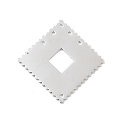 925 Sterling versilbert Kronleuchter aus Messing Komponente Links, Karo, cadmiumfrei und bleifrei, 925 Sterling versilbert, 25x25x0.5 mm, Bohrung: 1.2 mm