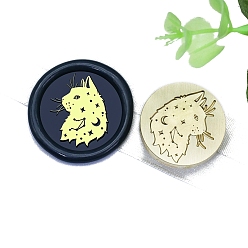 Cat Shape Золотая восковая печать, латунная головка штампа, для приглашений, конверты, подарочная упаковка, форма кошки, 25x25 мм