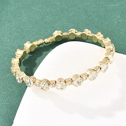 Золотой Браслеты из железа со стразами для женщин, Плоский круглый и квадратный, золотые, внутренний диаметр: 2.09 дюйм (5.3 см)