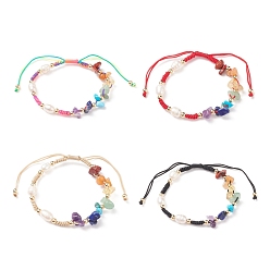 (52) Непрозрачная лаванда Браслеты из плетеных бусин из натуральной и синтетической смешанной каменной крошки, браслет из бисера из натурального культивированного пресноводного жемчуга из латуни для мужчин и женщин, разноцветные, внутренний диаметр: 2-1/4~3-5/8 дюйм (5.6~9.2 см)