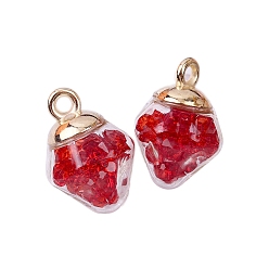 Красный 20шт. прозрачные стеклянные шарообразные подвески, алмаз, красные, 23x15 мм