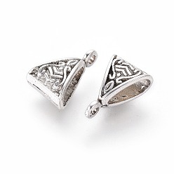 Античное Серебро Поручни из сплава в тибетском стиле, петля под залог, бейлы, треугольные, античное серебро, 15.5x10x7 мм, отверстие : 1.5 мм, Около 760 шт / 1000 г, без свинца, без никеля и без кадмия