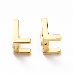 Letter L Boucles d'oreilles créoles initiales pour femmes, boucles d'oreilles en laiton plaqué or véritable 18k, letter.l, 12x8x10mm, pin: 0.8 mm