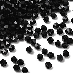 Черный Прозрачные стеклянные бусины, двухконусные, граненые, чёрные, 4x3.5 мм, отверстие : 0.8 мм, около 720 шт / упаковка