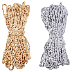 Couleur Mélangete 30m 2 couleurs 3-ply cordon torsadé en polyester, cordon milan pour la décoration de la maison, tapisserie, embrasse de rideau, couleur mixte, 3mm, environ 16.40 yards (15m)/couleur
