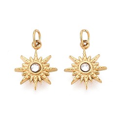 Кристалл 304 из нержавеющей стали горный хрусталь подвески, солнечные чары, ионное покрытие (ip), реальный 18 k позолоченный, с целью перехода в кольце, кристалл, 12x10x2.5 мм, отверстие : 2.5 мм