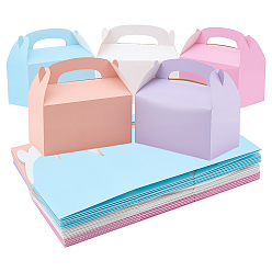 Mixed Color 30Pcs 5 Colors Folding Rectangle Paper Portable Cupcake Gift Storage Box, Mixed Color, 160x90x150mm, 6pcs/color